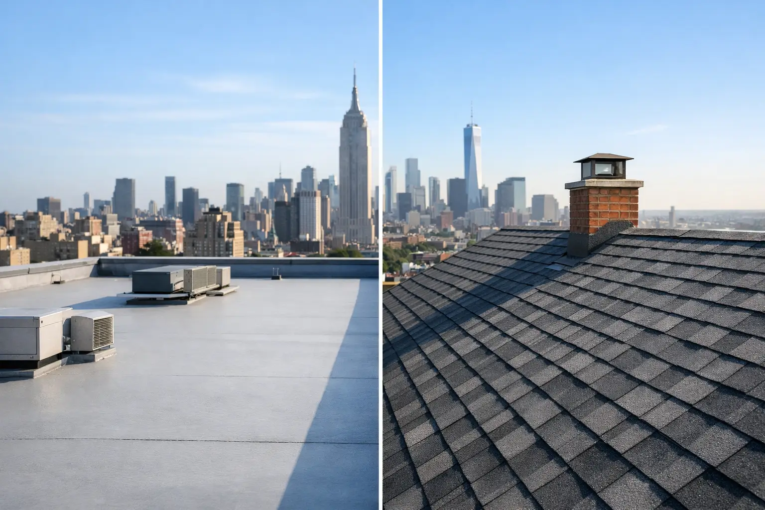 Flat Roof Versus Shingle Roof for NYC Buildings